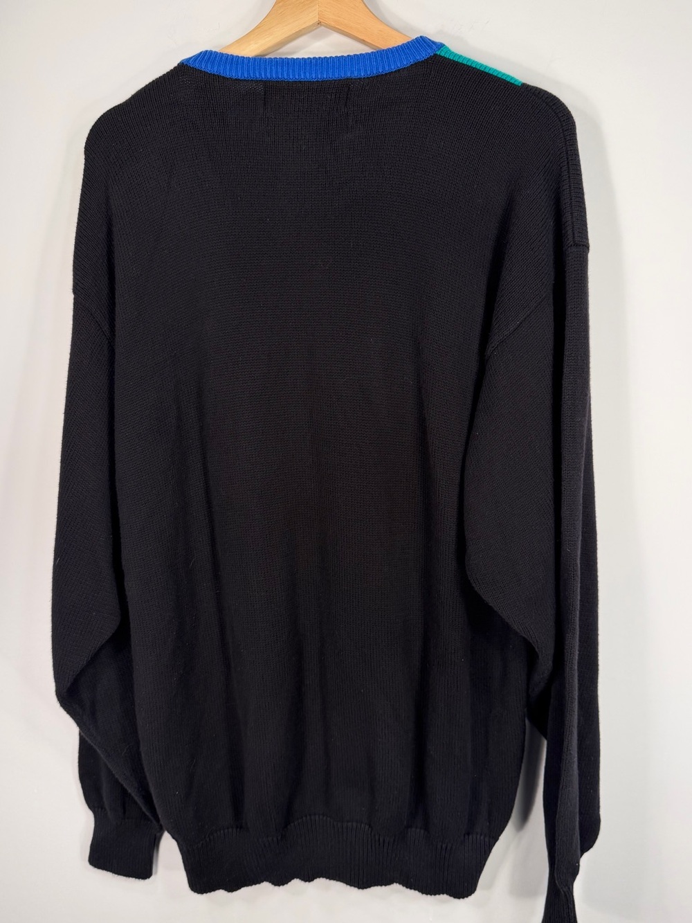 Pringle Men's Colorblock Crewneck Sweater in Blue, Teal & Black - Picture 2 of 7